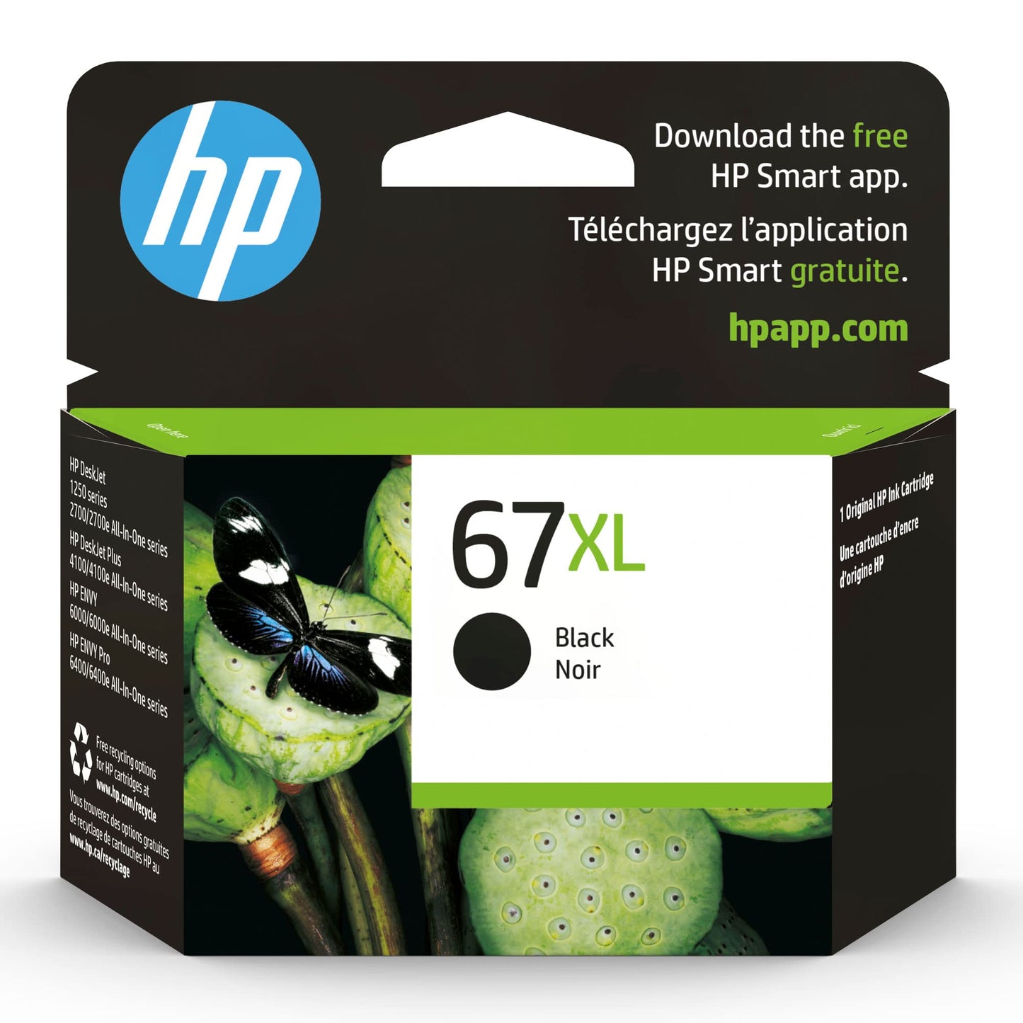 HP 67XL Black High-Yield Ink Cartridge | Works With HP DeskJet 1255, 2700, 4100 Series, HP ENVY 6000, 6400 Series 3YM57AN