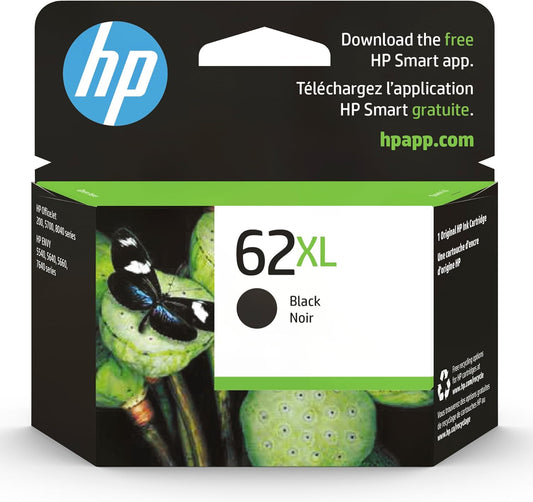 HP 62XL Black High-Yield Ink For HP ENVY 5540, 5640, 5660, 7640 Series, OfficeJet 5740, 8040 Series, OfficeJet Mobile 200, 250 Series C2P05AN