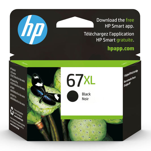 HP 67XL Black High-Yield Ink Cartridge | Works With HP DeskJet 1255, 2700, 4100 Series, HP ENVY 6000, 6400 Series 3YM57AN